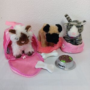 Battat Sofia's Pet Kitty Cat Dog Carrier Bed Bowl Blanket Bones Lot Pink For 18"
